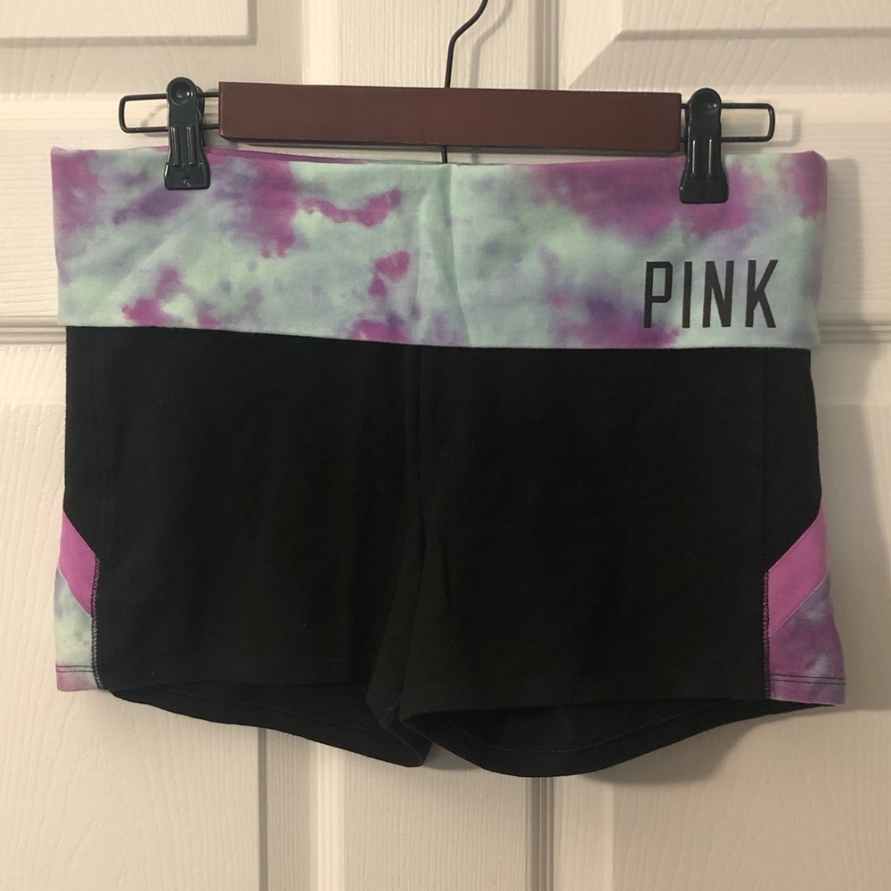 PINK Roll Top Tie Dye Yoga Shorts